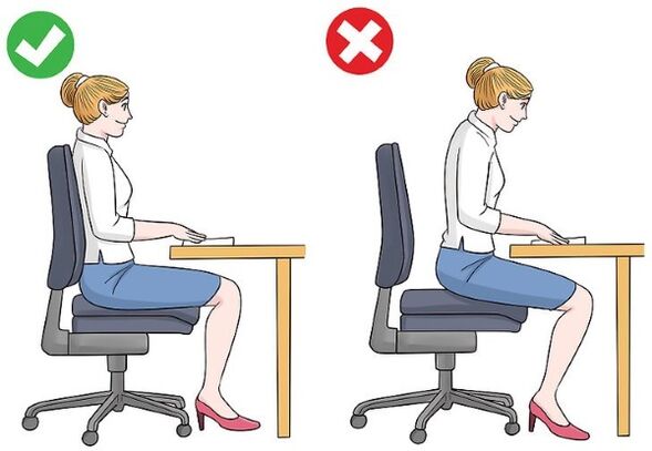 Oturma sırasında sırtın doğru ve yanlış konumu